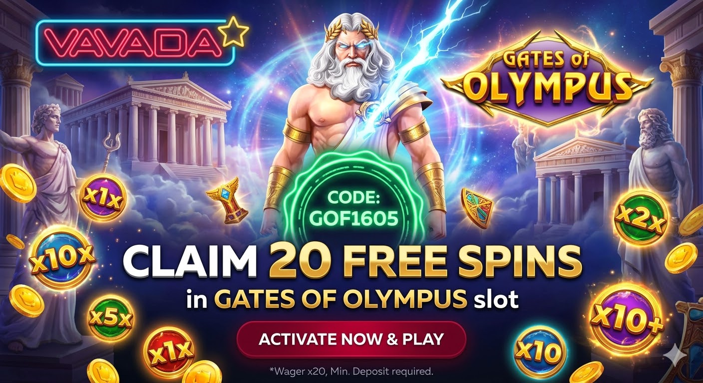 Vavada bonus code GOF1605 for 20 free spins in Gates of Olympus no deposit